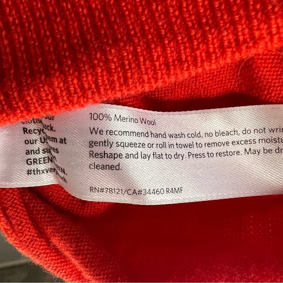 Eileen Fisher Womens Red 100% Merino Wool Long Sleeve V-Neck Tunic Sweater Sz L - Picture 8 of 9